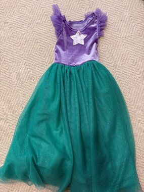 Purple Velvet and Green Sparkle Tulle Kids Costume Dress
